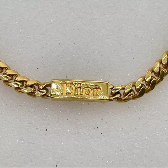 AUTH Christian Dior Logo Plate Chain Bracelet Gold - Picture 8 of 8